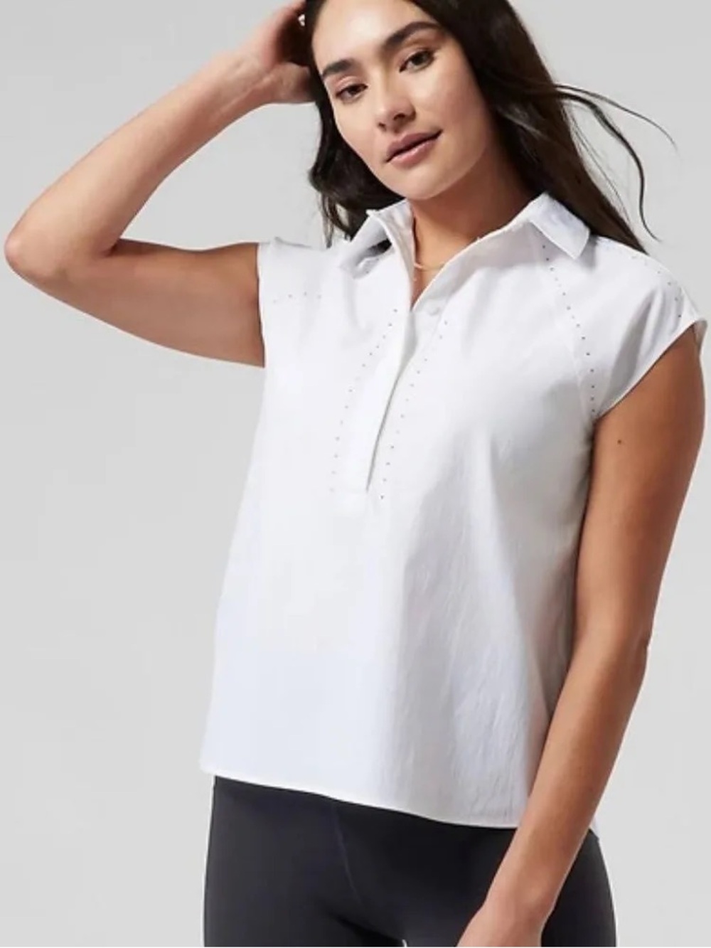 NWT Athleta Sol Top white large L UPF 50+ performance travel shirt $98 MSRP